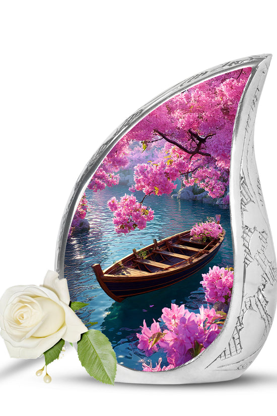 Blue Venerable Boat Cremation Urns for Human Ashes - 10-inch, 200 cu in - Karyliz