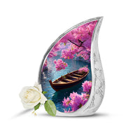 Blue Venerable Boat Cremation Urns for Human Ashes - 10-inch, 200 cu in - Karyliz