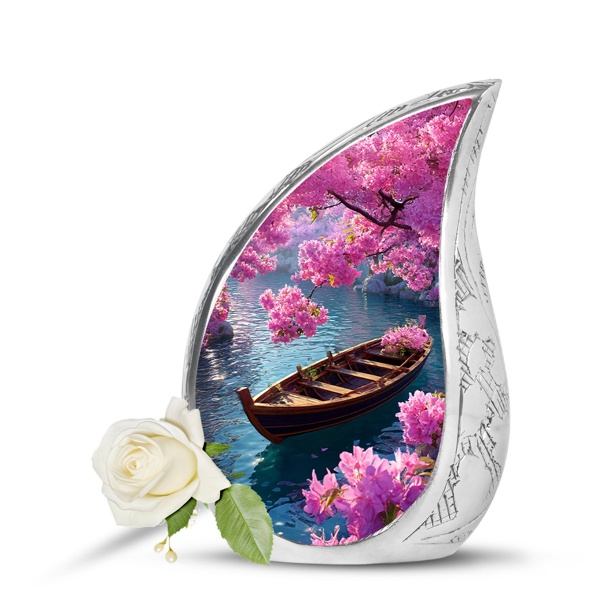 Blue Venerable Boat Cremation Urns for Human Ashes - 10-inch, 200 cu in - Karyliz