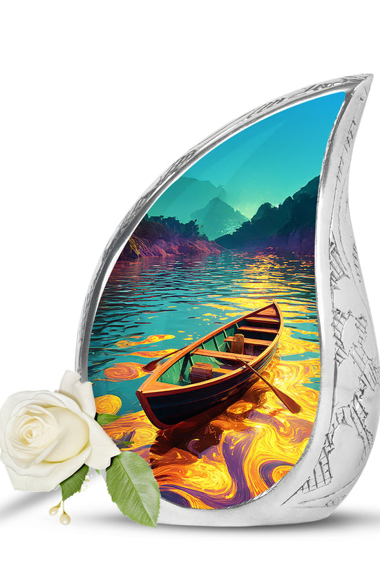 Personalized Teal Boat Cremation Urns for Ashes - Majestic 10-inch - Karyliz