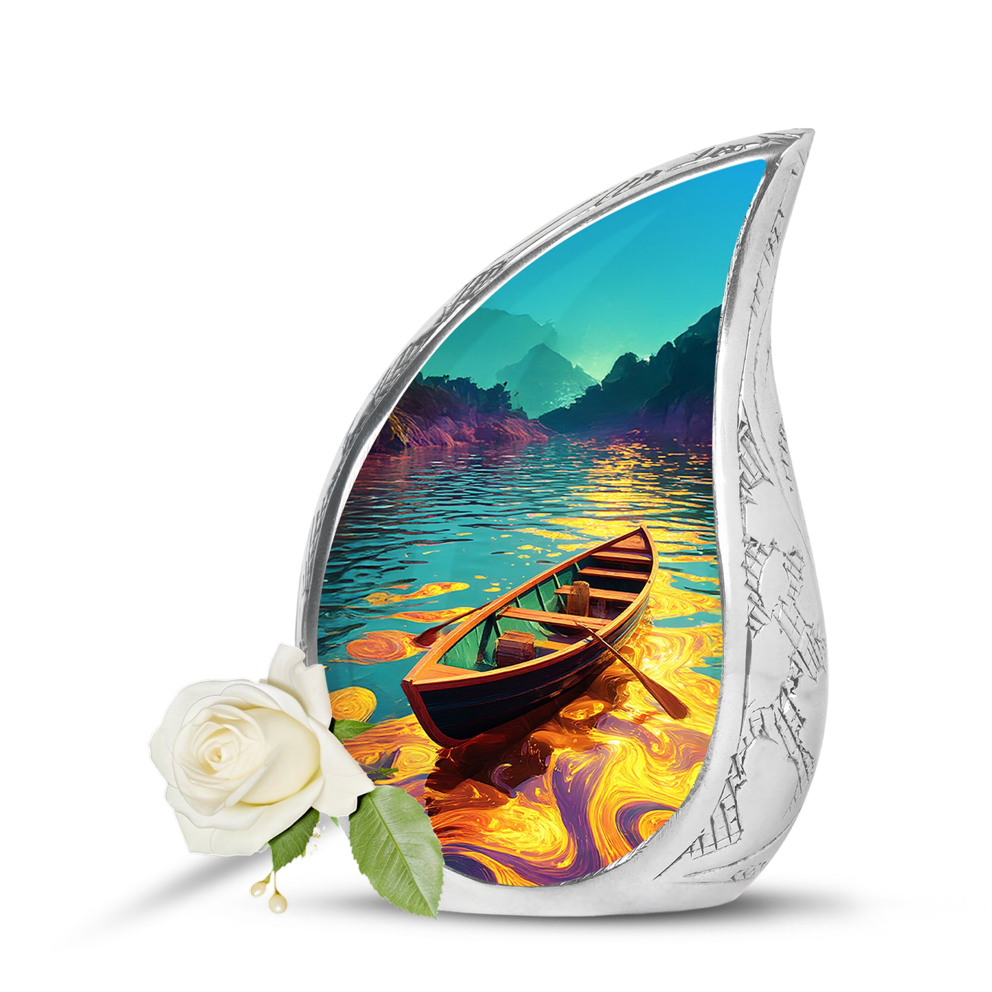 Personalized Teal Boat Cremation Urns for Ashes - Majestic 10-inch - Karyliz