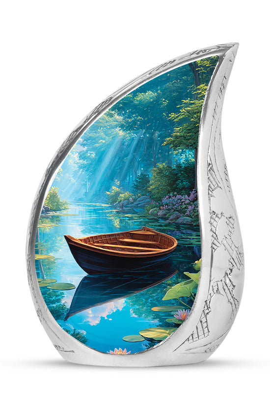 Remarkable Boat Memorial Cremation Urns - Blue 10-inch, 200 cu in - Karyliz