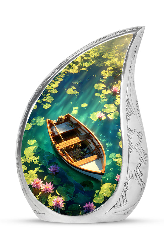 Blue Boat Cremation Urns - Honored Journey 10-inch, 200 cu in - Karyliz