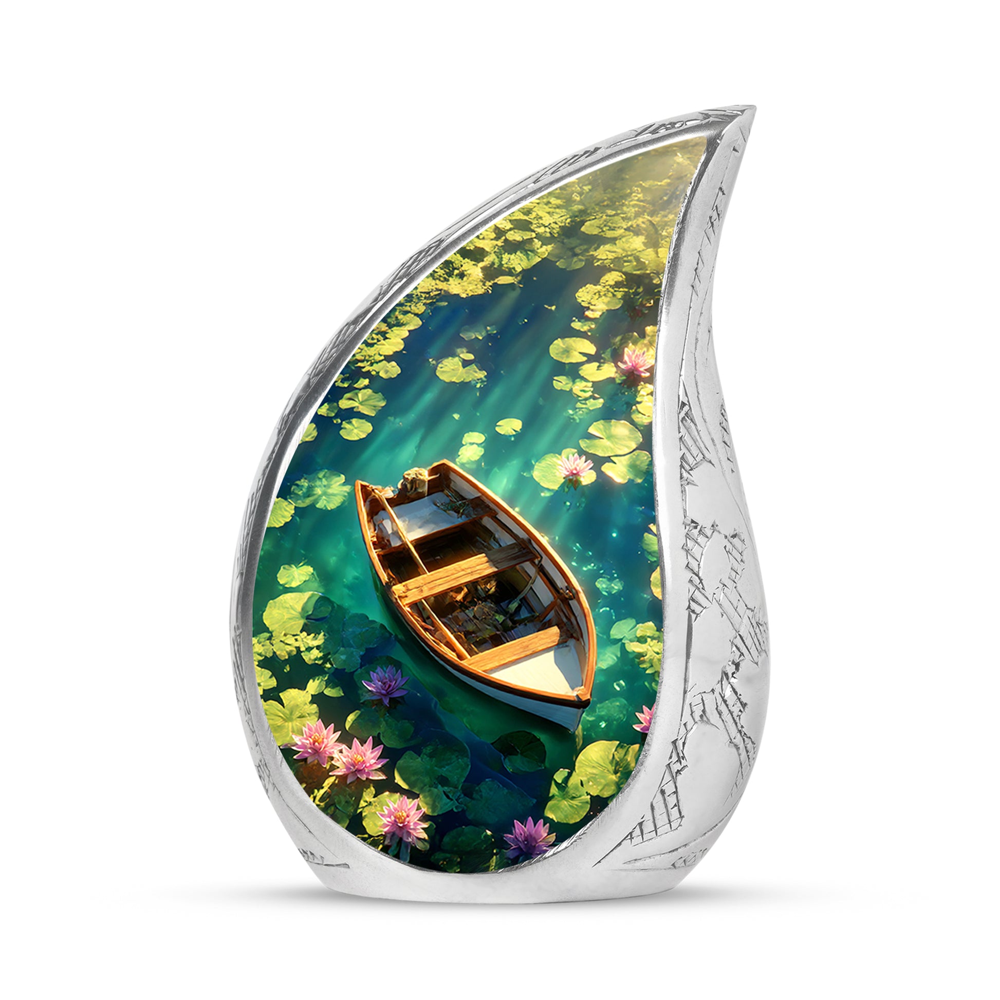 Blue Boat Cremation Urns - Honored Journey 10-inch, 200 cu in - Karyliz