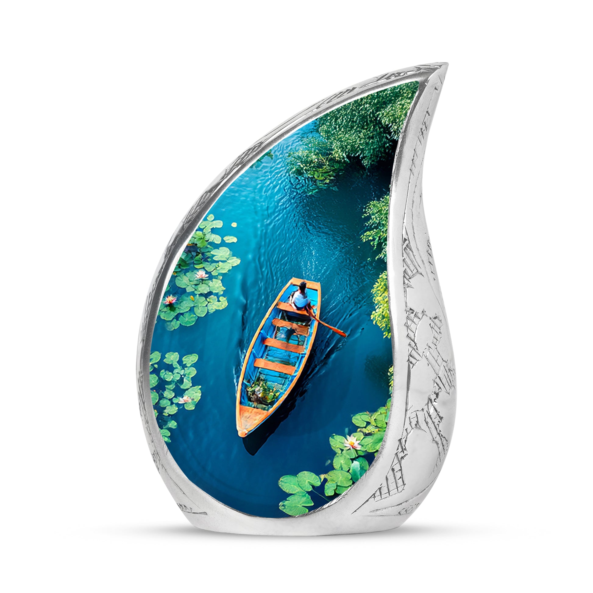 Dignified Teal Boat Cremation Urn for Ashes - 10-inch, 200 cu in - Karyliz