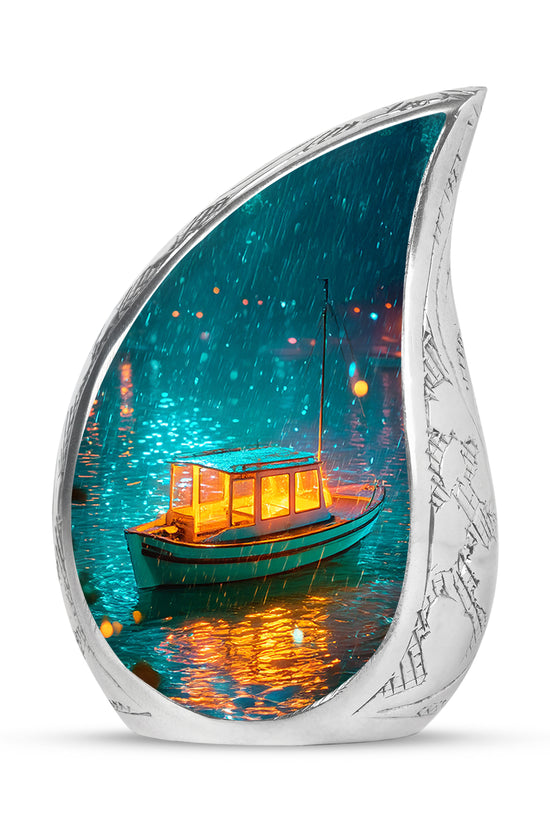 Teal Boat Cremation Urns - Imperial Haven 10-inch, 200 cu in - Karyliz
