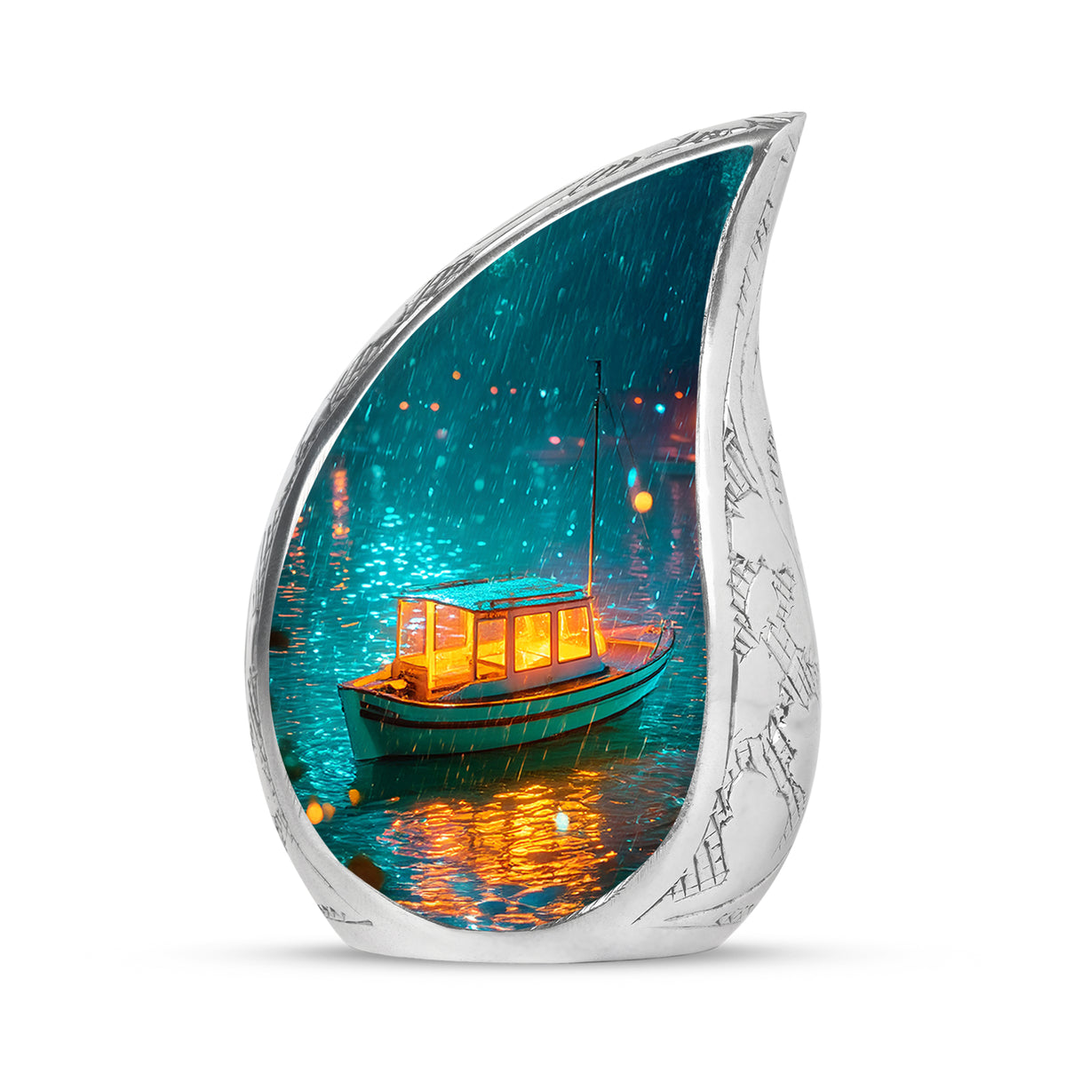 Teal Boat Cremation Urns - Imperial Haven 10-inch, 200 cu in - Karyliz