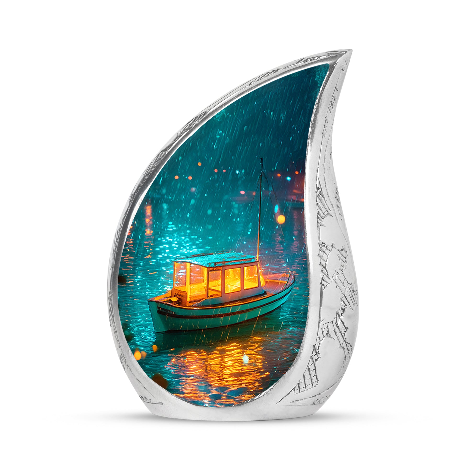 Teal Boat Cremation Urns - Imperial Haven 10-inch, 200 cu in - Karyliz