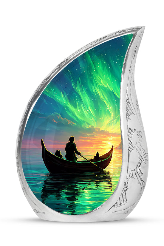 Distinguished Blue Boat Cremation Urn for Ashes - 10-inch, 200 cu in - Karyliz