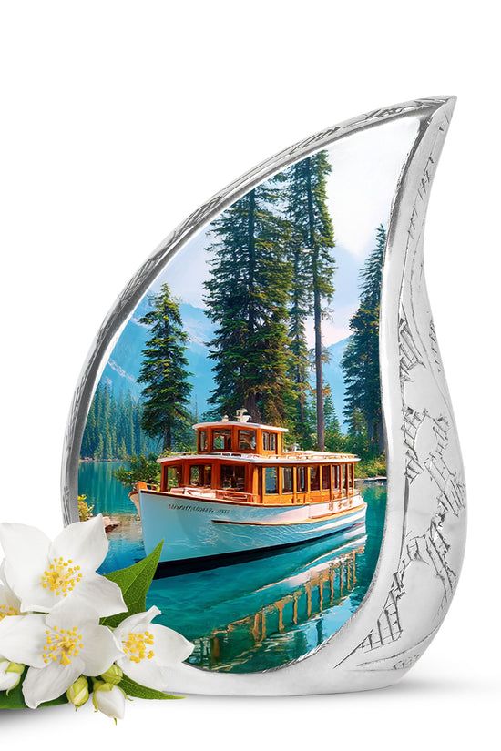 Illustrious Boat Memorial Cremation Urns - Blue 10-inch, 200 cu in - Karyliz