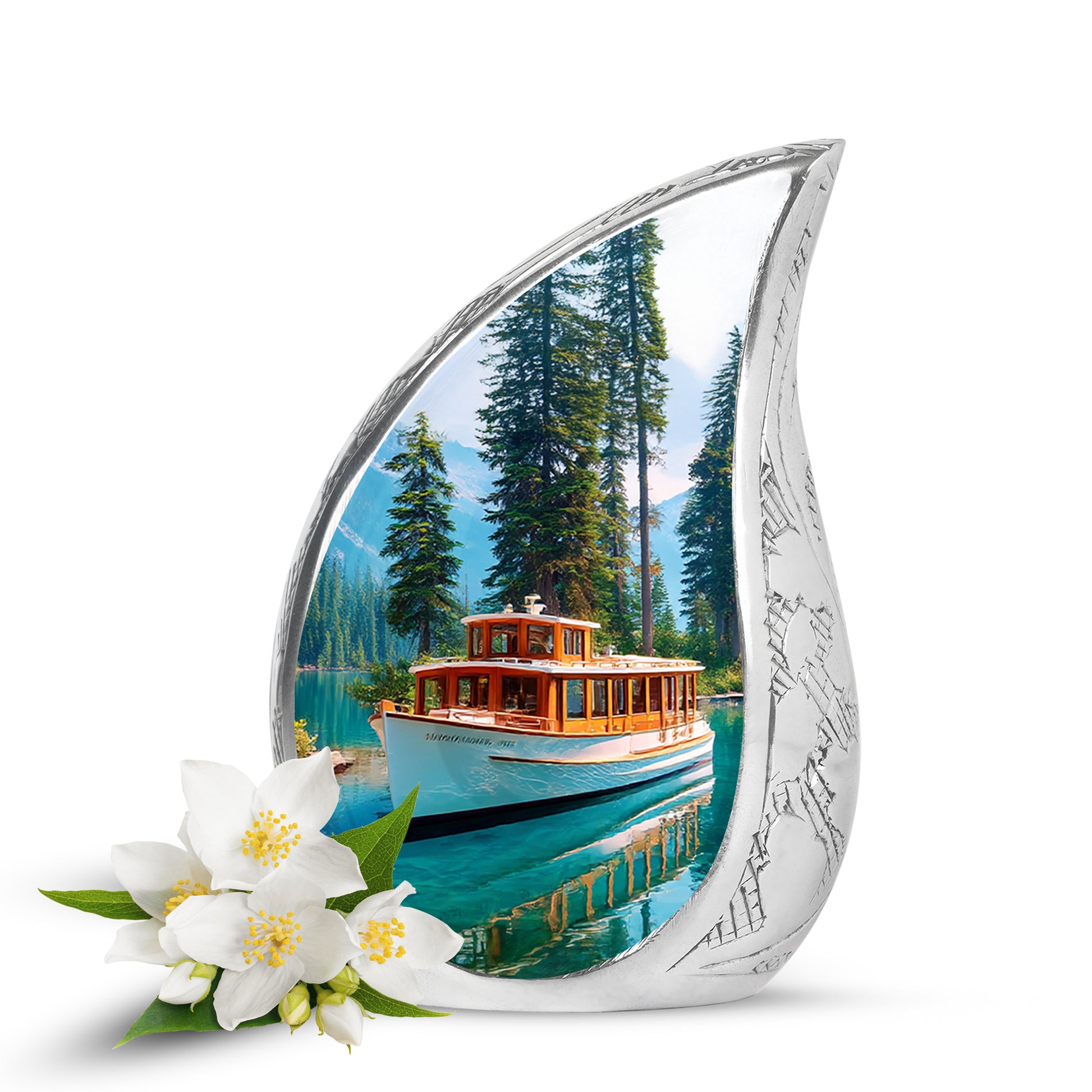 Illustrious Boat Memorial Cremation Urns - Blue 10-inch, 200 cu in - Karyliz