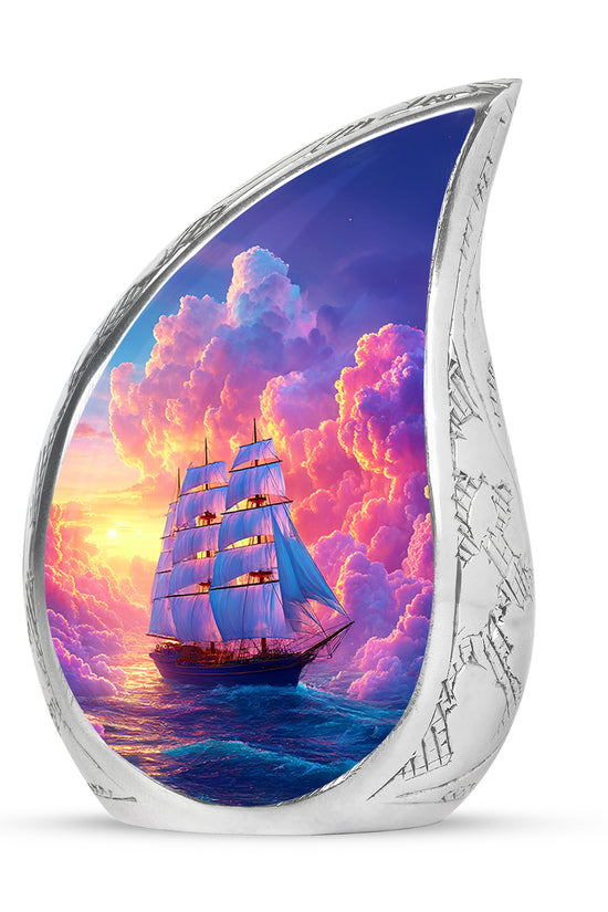 Personalized Purple Boat Cremation Urns for Ashes - Transcendent 10-inch - Karyliz