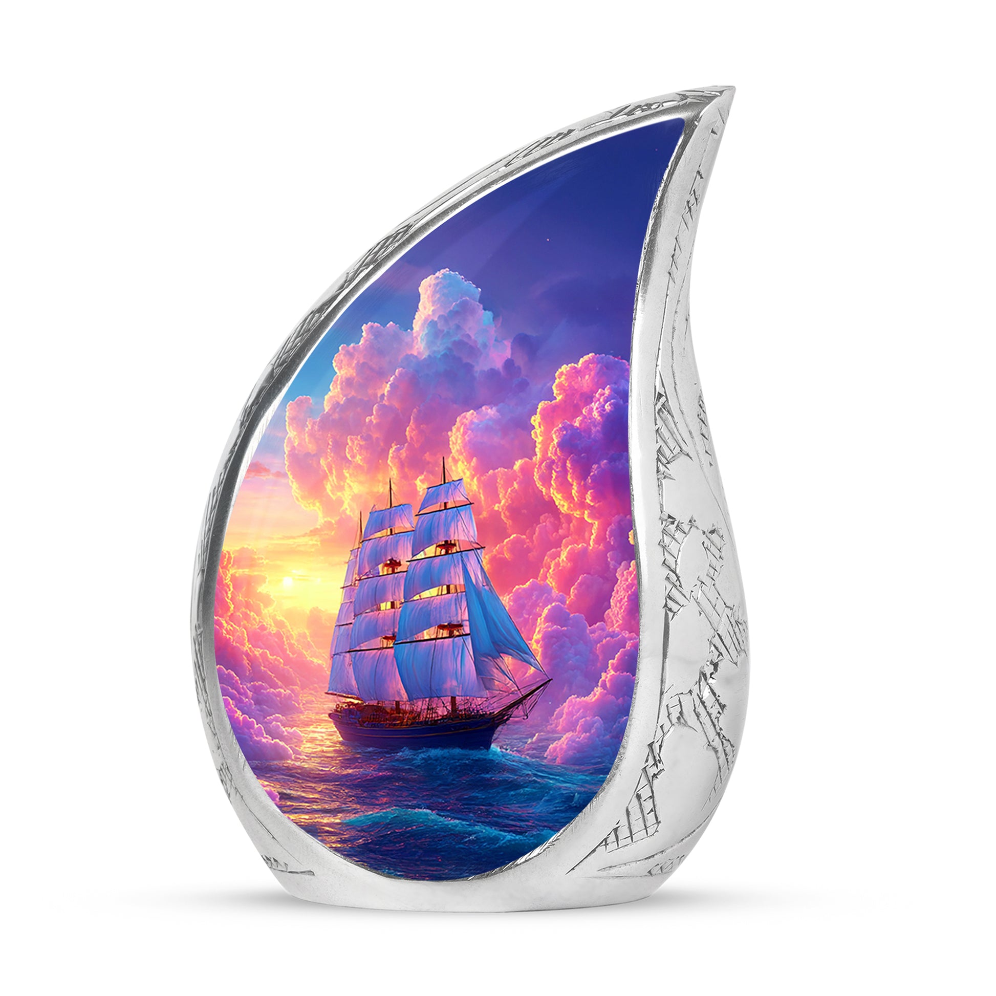 Personalized Purple Boat Cremation Urns for Ashes - Transcendent 10-inch - Karyliz