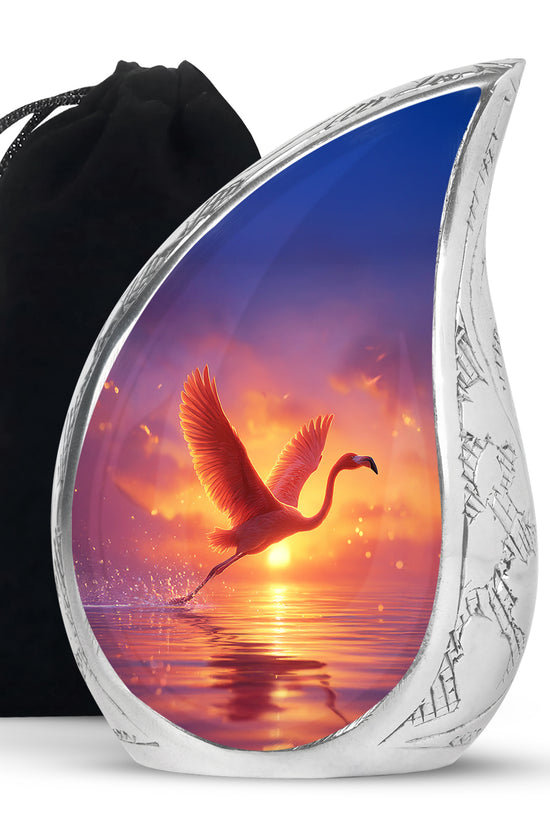 Flying Flamingo Cremation Urn - Sunset Scenic Urns For Human Ashes