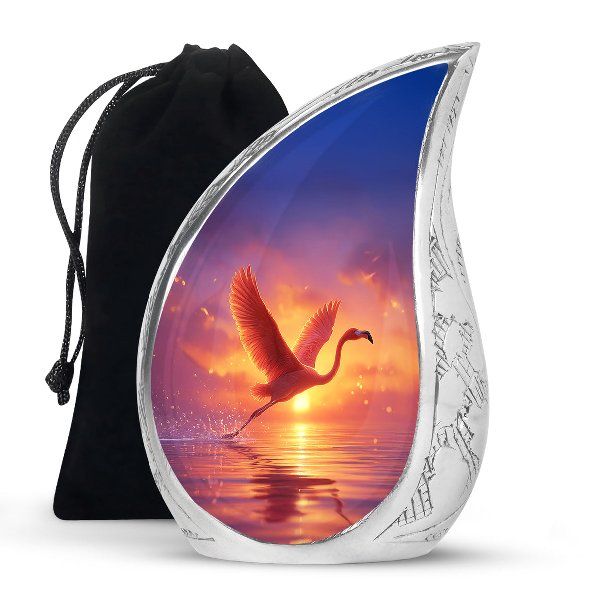 Flying Flamingo Cremation Urn - Sunset Scenic Urns For Human Ashes
