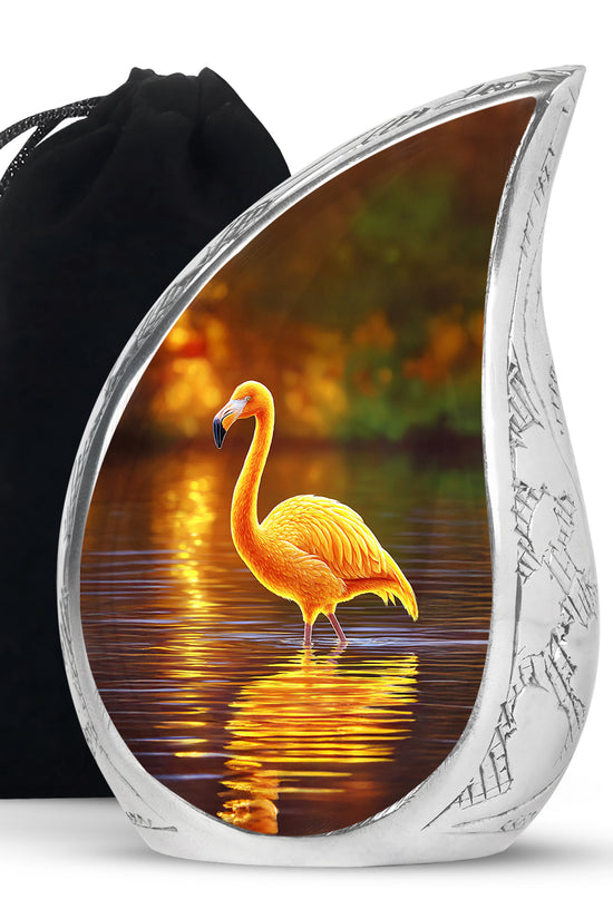 Golden Flamingo Cremation Urn - Artistic Urns For Human Ashes