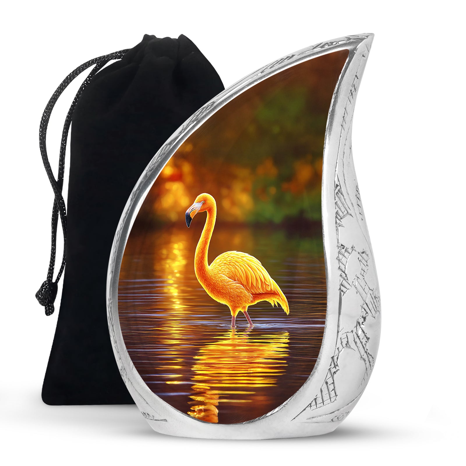 Golden Flamingo Cremation Urn - Artistic Urns For Human Ashes