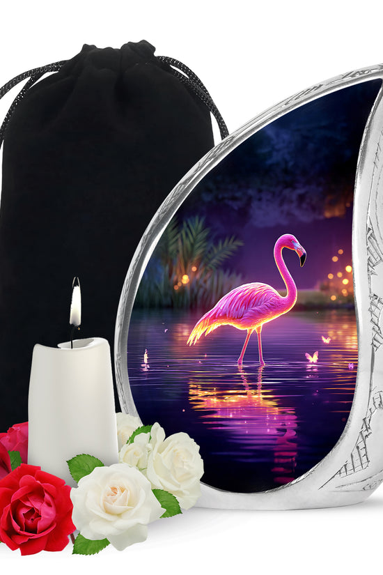 Pink Flamingo Memorial Urn - NIght Scenic Cremation Urns For Ashes