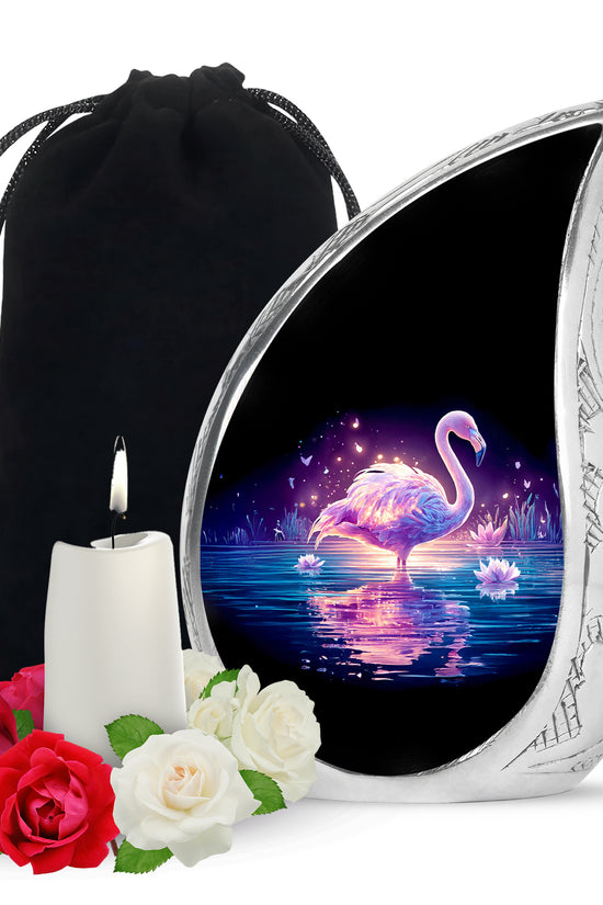 Majestic Flamingo Cremation Urn - Black Memorial Urns For Human Ashes
