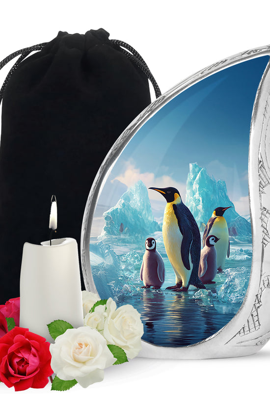 Penguin Family Memorial Urn - Arctic Cremation Urn For Loved Ones