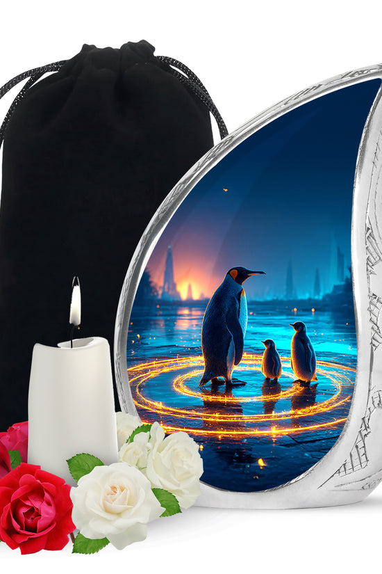 Penguin Night Glow Creamtion Urn - Elegant Funeral Urn For Ashes