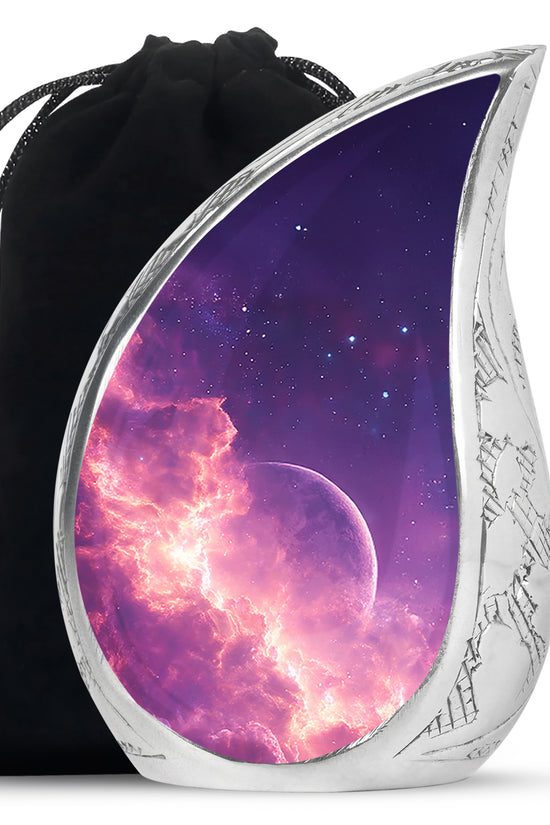 Cosmic Sky Cremation Urn - Purple Aluminium Memorial Urn For Burial