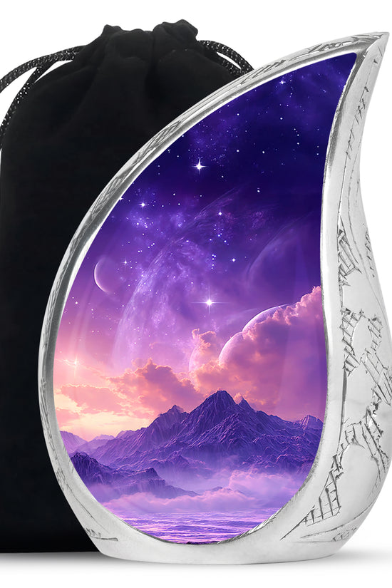 Beautiful Landscape Funeral Urn - Purple Cremation Urn For Human Ashes