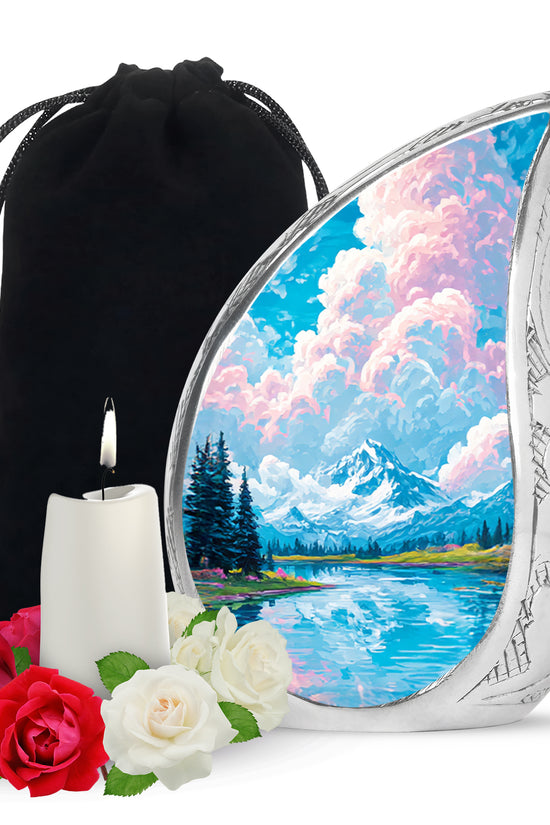 Beautiful Mountain Cremation Urn - Peaceful Nature Memorial Urn For Human Ashes