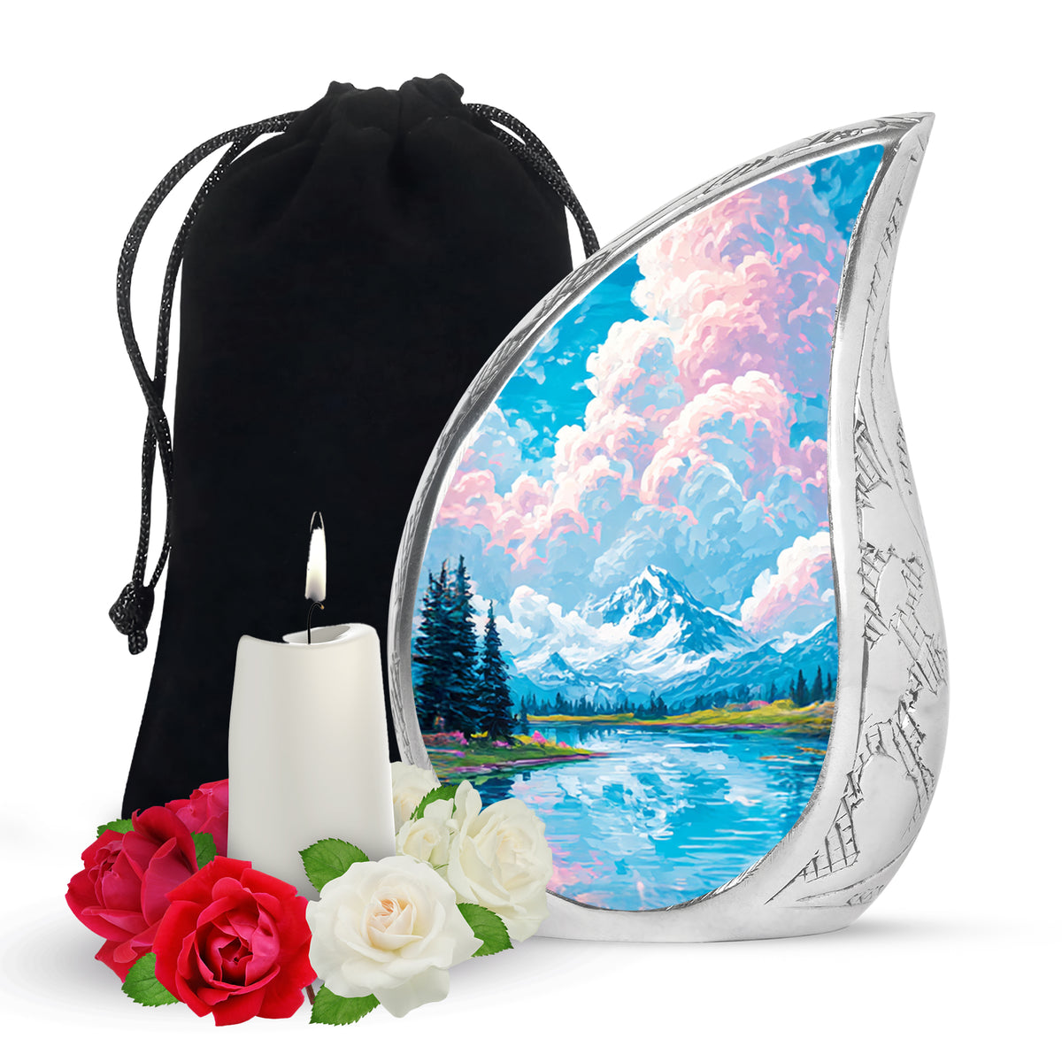 Beautiful Mountain Cremation Urn - Peaceful Nature Memorial Urn For Human Ashes