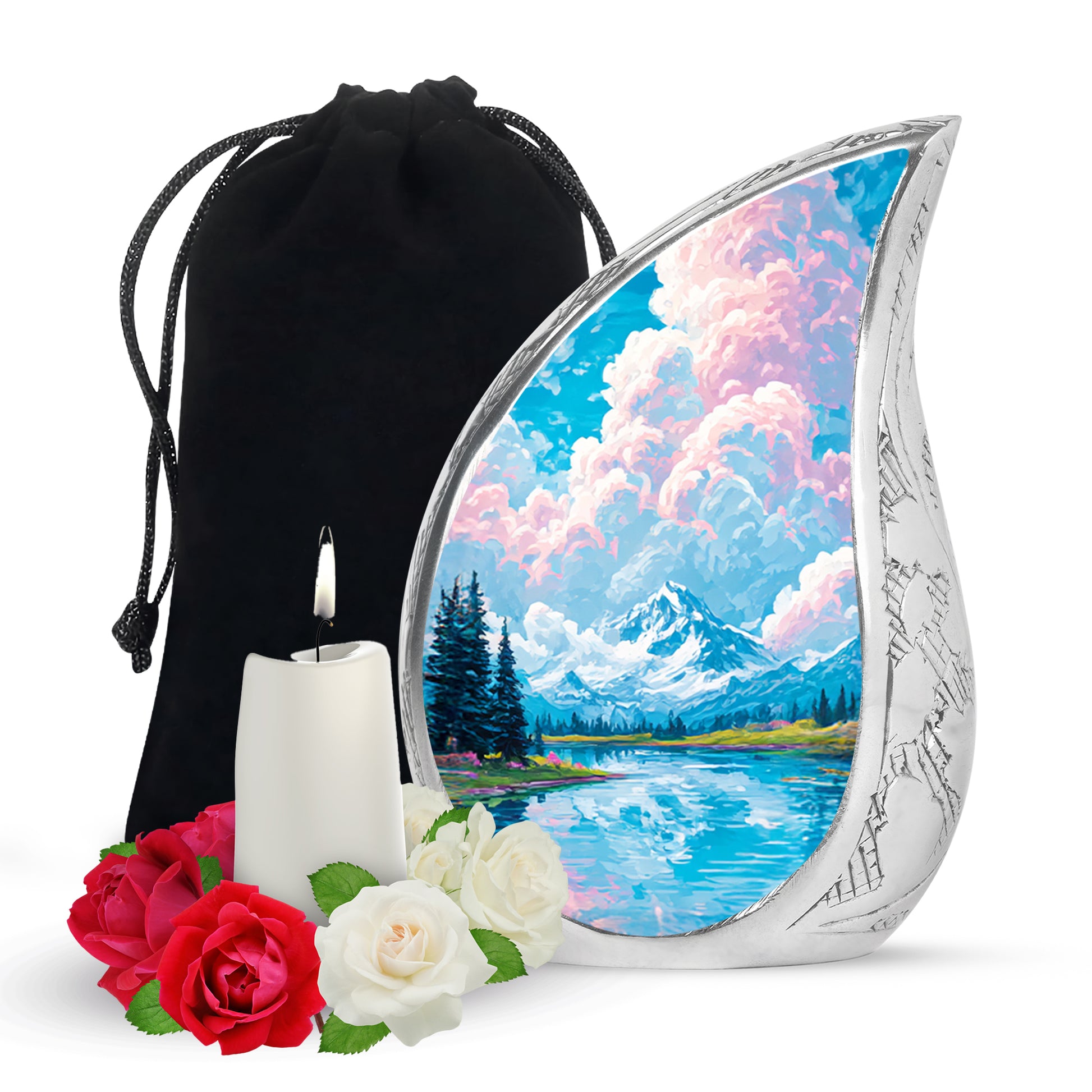 Beautiful Mountain Cremation Urn - Peaceful Nature Memorial Urn For Human Ashes