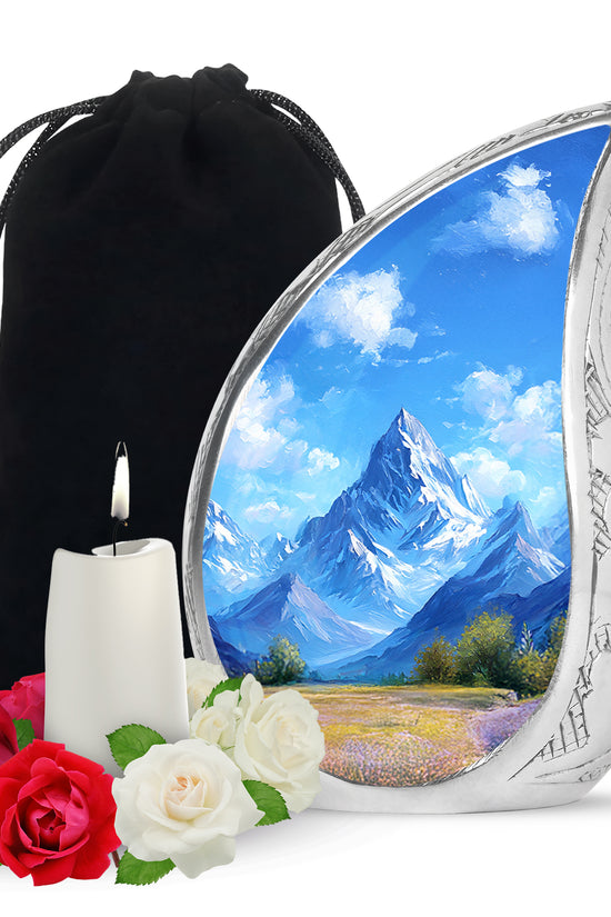 Snow Mountain Funeral Urn - Scenic Nature Cremation Urn For Loved Ones