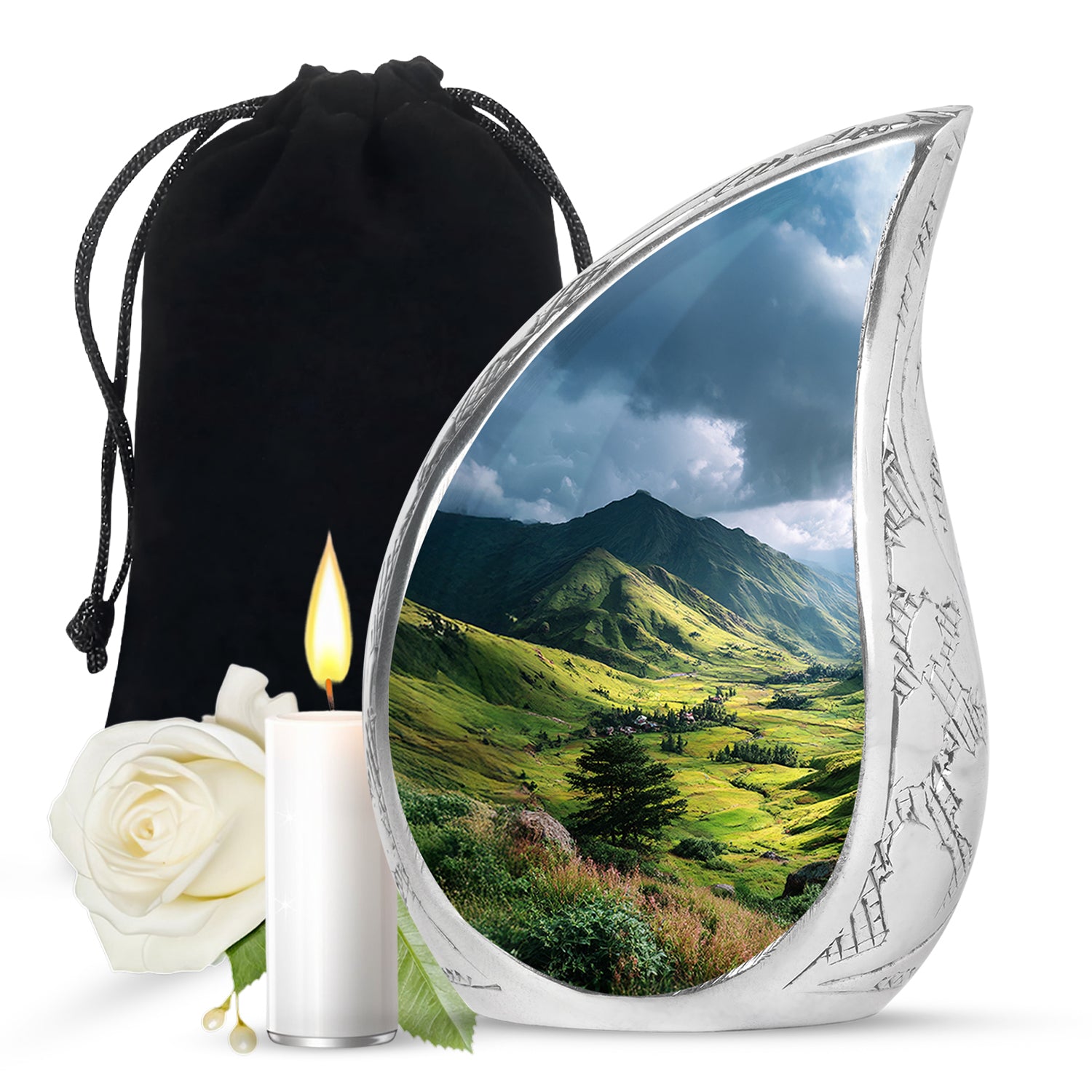 Mountain Valley Cremation Urn - Scenic Memorial Urn For Human Ashes