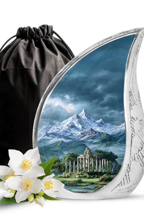 Snow Mountain Cremation Urn - Scenic Memorial Urn For Human Ashes