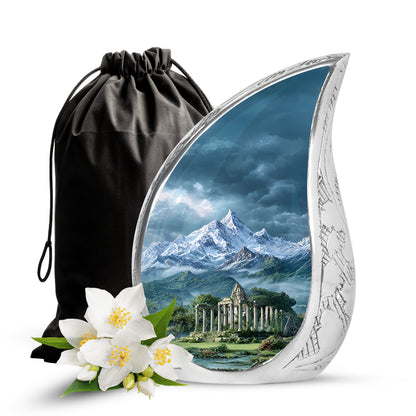 Snow Mountain Cremation Urn - Scenic Memorial Urn For Human Ashes