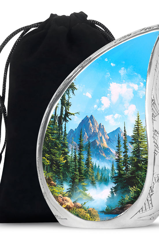 Forest Mountain Funeral Urn - Peaceful Nature Memorial Urn For Human Ashes