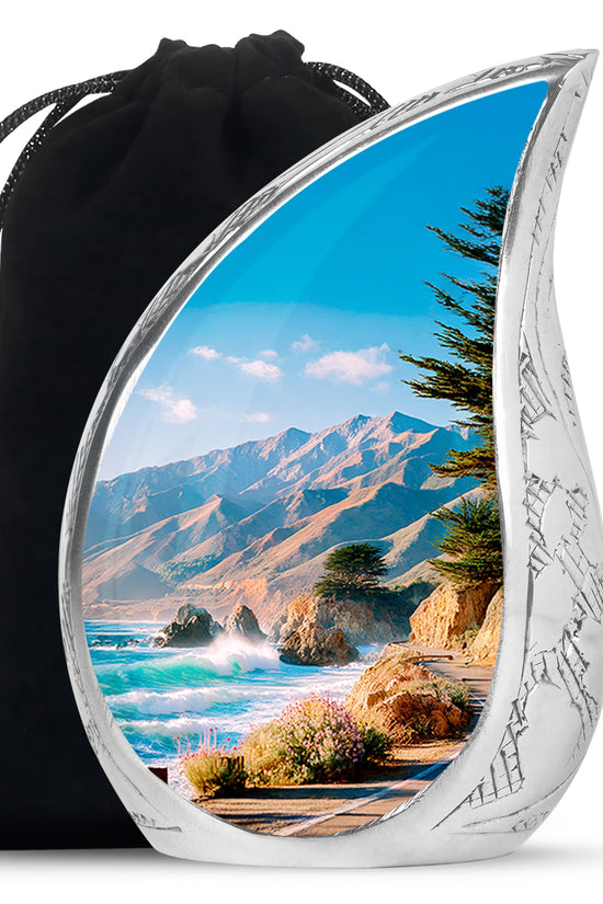 Beautiful Mountain Funeral Urn - Coastal Cremation Urn For Adult Ashes