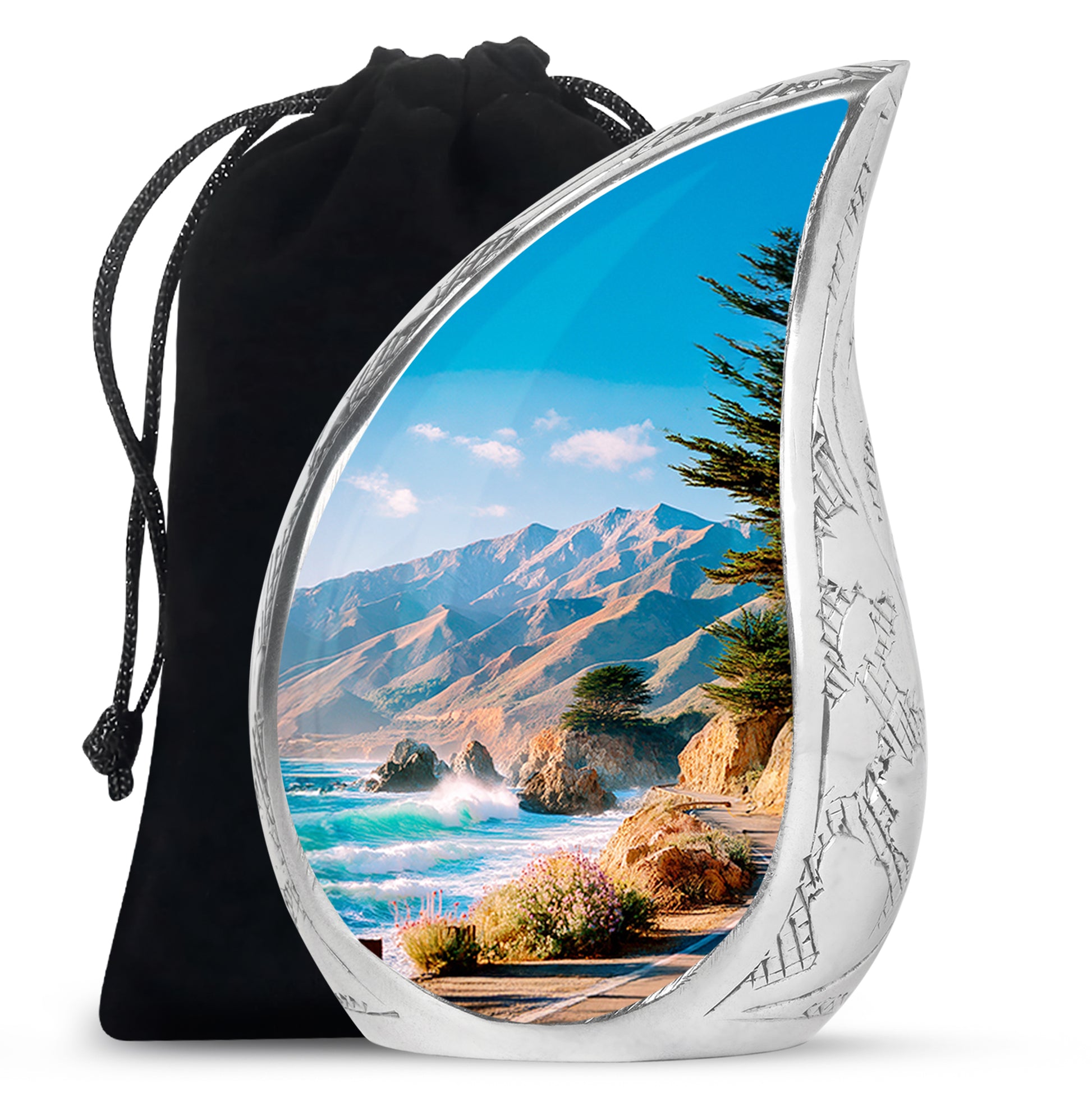 Beautiful Mountain Funeral Urn - Coastal Cremation Urn For Adult Ashes