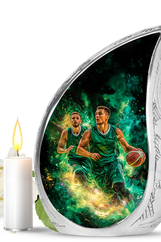 Black Basketball Cremation Urns - Opulent Legacy 10-inch, 200 cu in - Yatskia