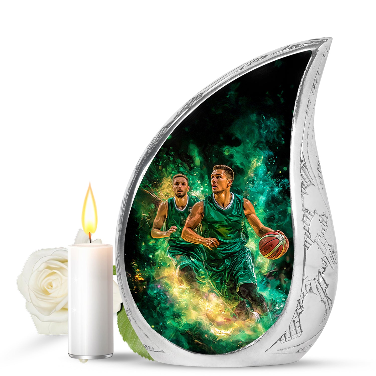 Black Basketball Cremation Urns - Opulent Legacy 10-inch, 200 cu in - Yatskia