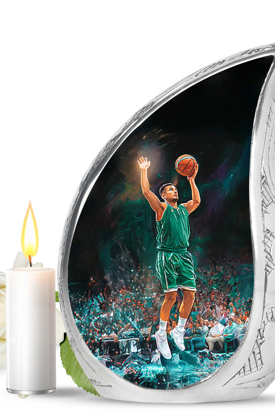 Resplendent Black Basketball Cremation Urn for Ashes - 10-inch, 200 cu in - Yatskia