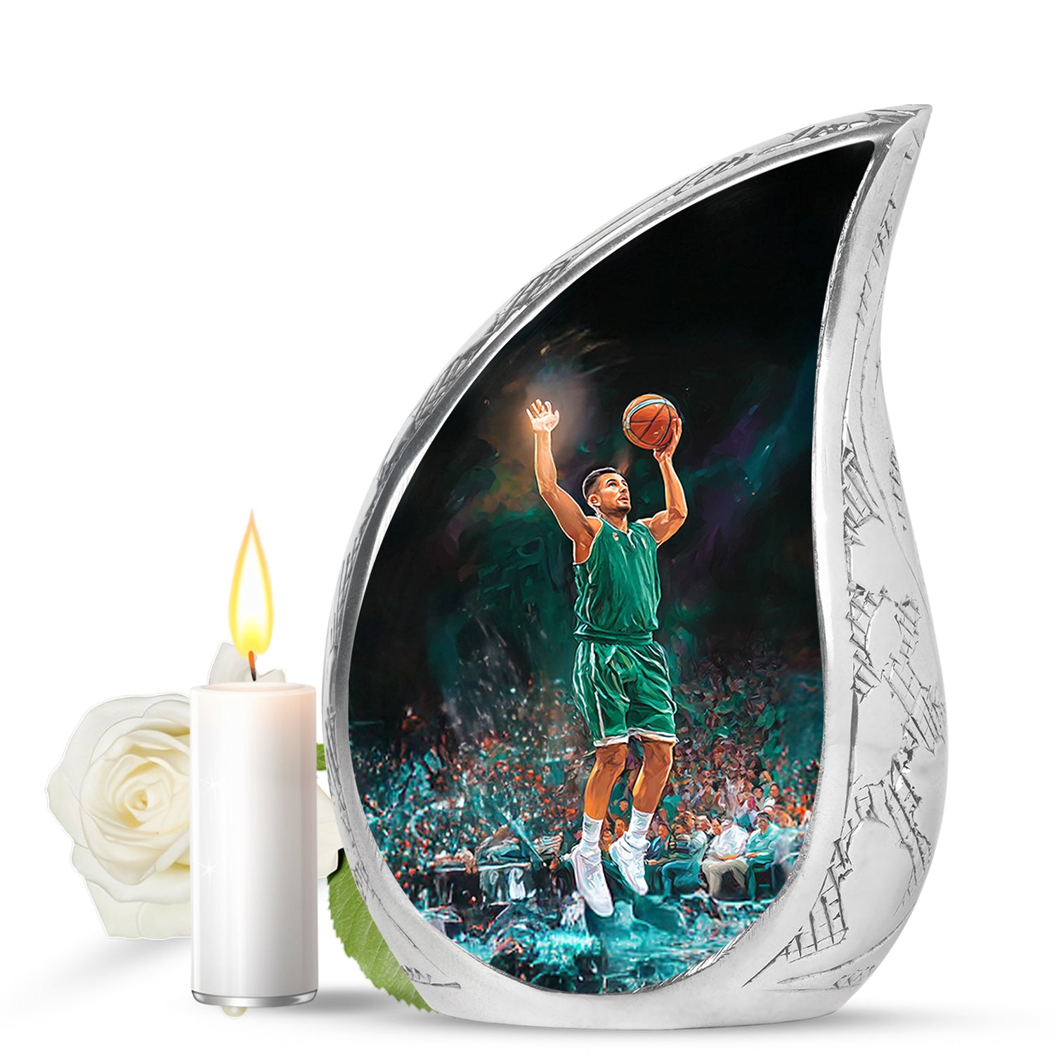 Resplendent Black Basketball Cremation Urn for Ashes - 10-inch, 200 cu in - Yatskia