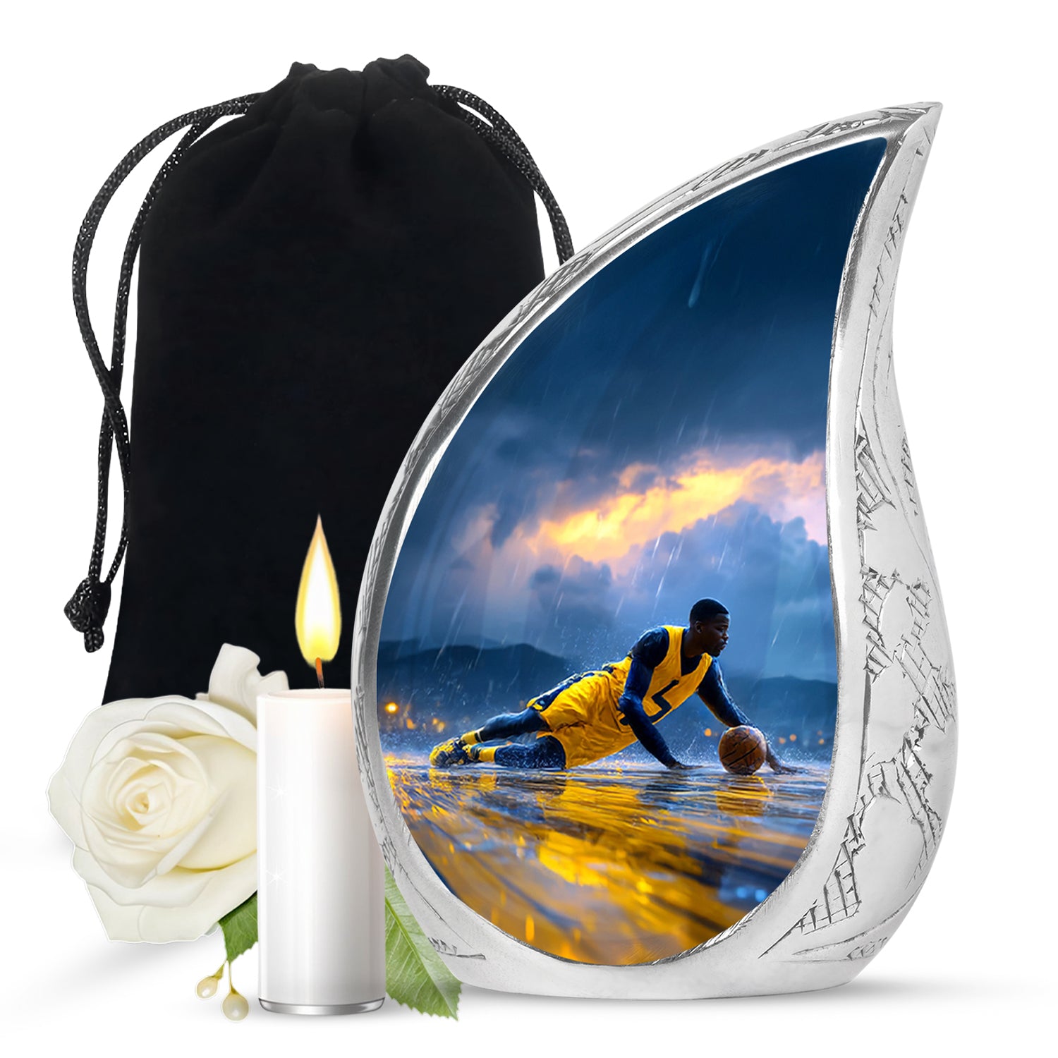Sports Theme Cremation Urn - Basketball Tribute Urn For Loved Ones