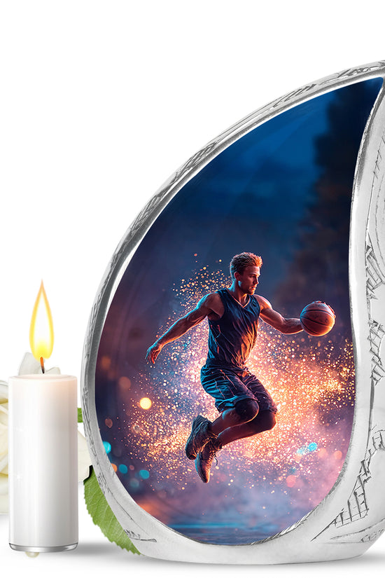 Blue Venerable Basketball Cremation Urns for Human Ashes - 10-inch, 200 cu in - Yatskia