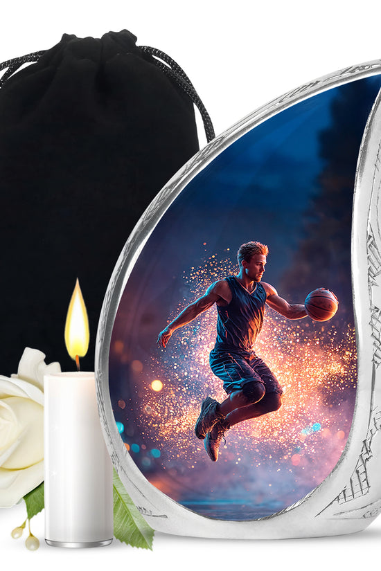 Basketball Memorial Ashes Urn - Large Adult Funeral Urn For Human Ashes