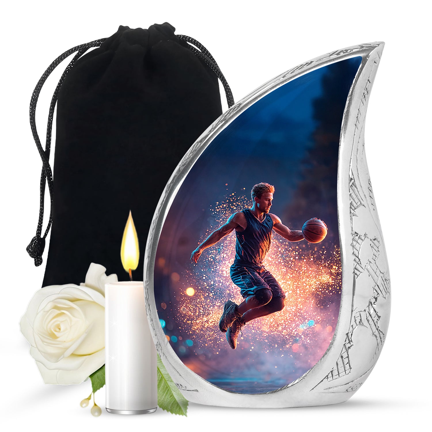 Basketball Memorial Ashes Urn - Large Adult Funeral Urn For Human Ashes