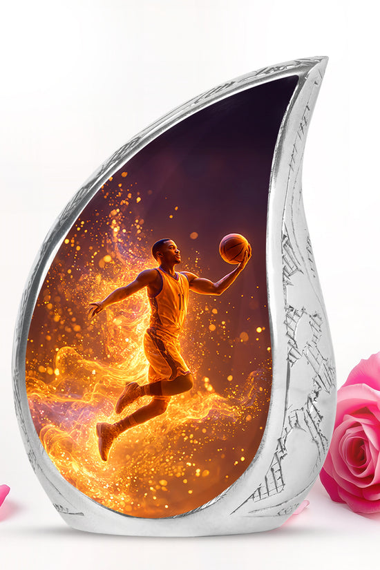 Black Basketball Commemoration Cremation Urns for Human Ashes - 10-inch, 200 cu in - Yatskia