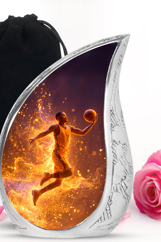 Fire Basketball Funeral Urn - Decorative Cremation Urn For Burial Ashes