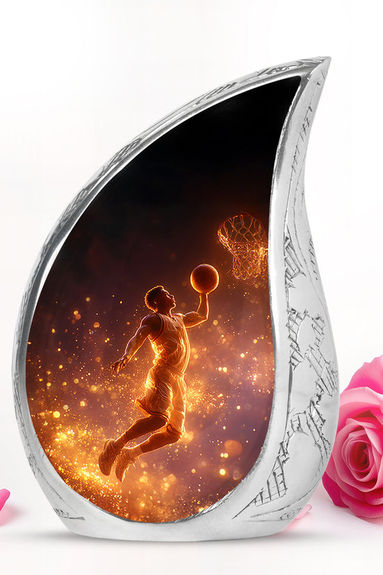 Personalized Black Revered Basketball Cremation Urns for Human Ashes - 10-inch, 200 cu in - Yatskia