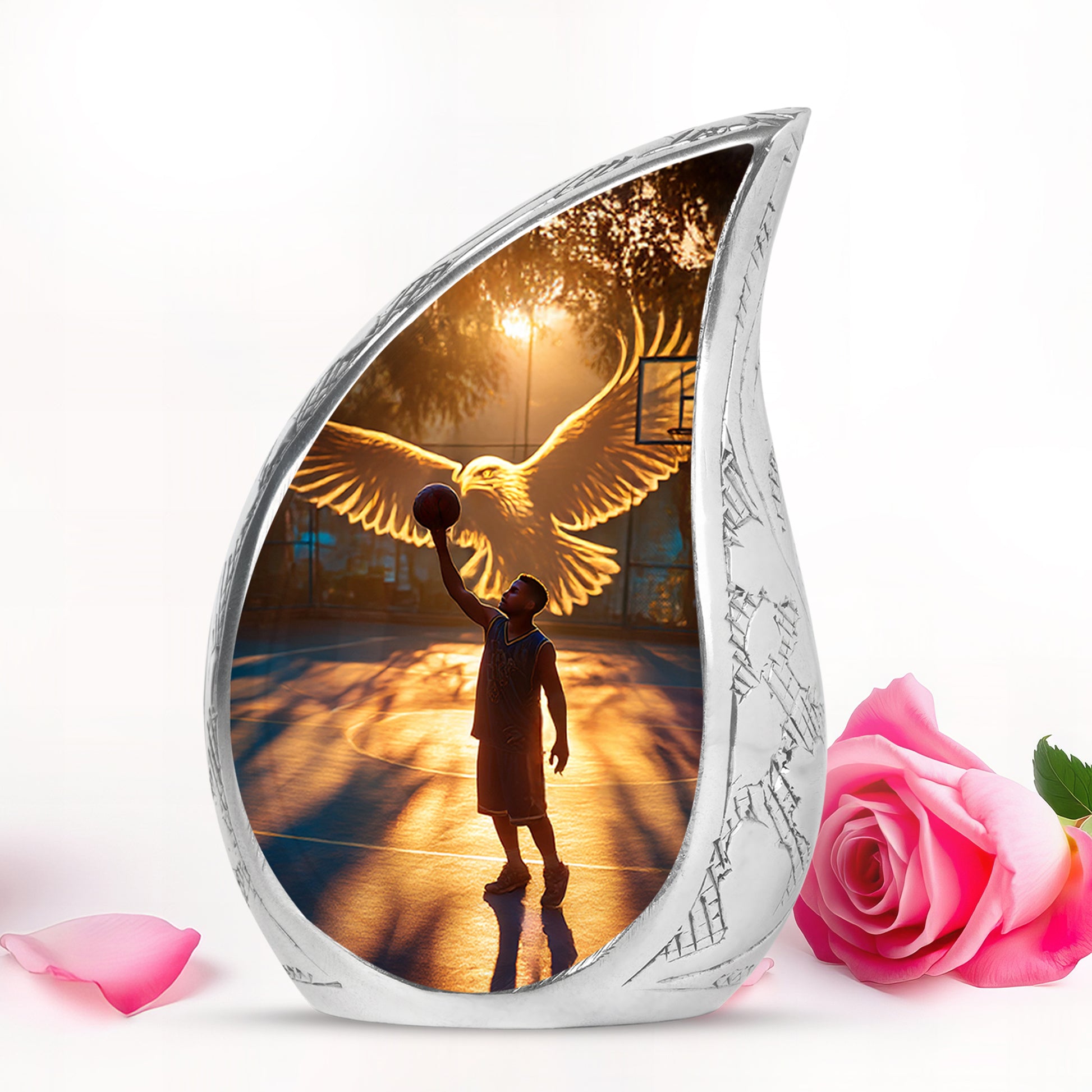 Dignified Black Basketball Cremation Urn for Ashes - 10-inch, 200 cu in - Yatskia
