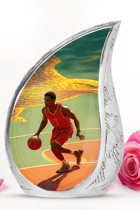 Personalized Refined Basketball Cremation Urns - Teal 10-inch, 200 cu in - Yatskia